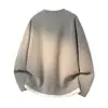 Sudadera Interior de Falso Dos Piezas Empalmada con Cuello Henry para Niños en Otoño e Invierno Diseño Holgado Color Sólido Botón Manga Larga