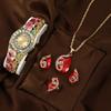 Nuevo Llegada Esmalte Cloisonné Estilo Chino Vintage Elegante Flor Reloj para Mujer Moda Todo Fósforo Diamante Joyería traje