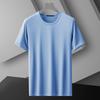 Camiseta masculina de manga curta cross-border, slim-fit, verão, nova, seda gelada, cor sólida, fina, roupa de cima, secagem rápida, camisa de base, camiseta