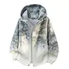 Nueva chaqueta con capucha tie-dye degradado para hombre, marca de moda, corte holgado, prenda exterior casual única y versátil, disponible para venta al por mayor