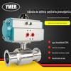 Válvula de esfera pneumática de carregamento rápido em aço inoxidável 304, sanitária, de dupla ação, tipo clamp, de grau alimentício, válvula de corte pneumática bidirecional