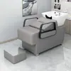 Lavabo de Cerámica para Lavado de Cabello para Salones de Belleza, Estilo Simple Semi-Reclinable, Cama de Masaje y Lavado para Salón de Belleza, Venta Directa del Fabricante