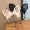 Linda diadema de encaje con orejas de gato para mujer, diadema de网红, diadema sexy con orejas de gato, accesorios para el cabello para maquillaje de cosplay