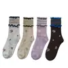 Calcetines retro con volantes florales para mujer, nuevos calcetines largos finos sin costuras de verano 2026 con ribete de encaje