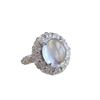 Anillo abierto elegante vintage de ágata gris hielo natural con calcedonia blanca para mujer, anillo ovalado con forma de huevo, joyería para el dedo.