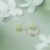 Pendientes de Plata Pura 999 con Jade Hetian para Mujer, Lujo Ligero, Gama Alta, Retro, Estilo Nacional, Modernos, Aros Simples, Joyería de Nicho Estilo Ins