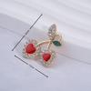 Conjunto de Colar com Pingente de Cereja de Cristal Vermelho Doce e Fresco, Pulseira de Zircônia, Material de Brincos, Acessórios de Joalheria DIY