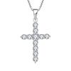 Popular Transfronterizo Plata S925 Estilo Europeo y Americano Ins Doble Cruz Collar de Personalidad Cadena para Clavícula con Diamantes Completos de Nicho de Tendencia para Mujer