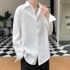 Camisa Branca Elegante Estilo Japonês Masculina Moda Primavera e Outono Marca Camisa Manga Longa Jaqueta Casual Solta