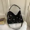 Bolso Tote de Gran Capacidad Retro con Remaches para Mujer 2025 Nuevo Color Puro Terciopelo de Ciervo Moda para Viajar de un Hombro Cruzado de Mano