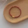 Nuevo Pulsera Elástica de Doble Círculo de la Fortuna Estilo Chino Imitación Cinabrio Cuentas de la Fortuna He Tianyu Joyería Simple Versátil Apilable