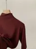 Camiseta Omalai de Color Sólido, Cuello Semi Alto, Corte Ajustado, Manga Media, Primavera/Verano 2026, Camiseta Básica Superior 6185