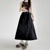 Saia Workwear Americana Feminina Verão Nova Cintura Alta Emagrecedora Casual Linha A Saia Guarda-chuva Esconde Defeitos Petite Midi Saia A13220
