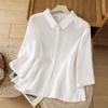 Camisa informal de manga corta para mujer, estilo artístico, sencilla y combinable, de verano 2024