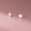Pendientes de Plata de Ley S925 Nalan, Modernos, Lindos, Pequeños y Exquisitos, Pendientes de Gato Esmerilados Joyería M07622