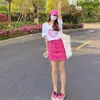 Falda de Mezclilla Rojo Rosa 2026 para Mujer, Falda Corta de Cintura Alta de Verano, Estilo Nuevo, Ceñida a la Cadera, Falda Anti-Exposición, Falda Pantalón de Chica Caliente