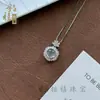 Collar con Colgante de Ágata Natural Color Jade Hielo Alto Plata S925 Incrustada Cadena para Clavícula Regalo para Mujer Fuente de Suministro para Transmisión en Vivo