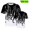 Amazon nova camiseta casual de verão estilo coreano com estampa de polvo e lula, manga curta, gola redonda, atacado