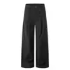Diseño de doble botonadura con sutiles rayas, pantalones casuales de estilo callejero americano, estilo old money, plisados, corte holgado, pantalones largos de pierna ancha para hombre