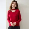 Suéter de Cashmere Gola V Halter Calibre 12 Estilo Coreano Suave Pulôver Emagrecedor Manga Longa Malha Versátil Camada Base