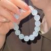 Pulseira Rosa Gelo Transparente 12mm Imitação Raiz de Bodhi, Pulseira Degradê de Vidro Tiktok e Xiaohongshu para Mulheres, Forma Geométrica, Acessório Cultural