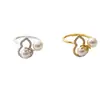 Anillo de Plata de Ley S925 con Perla de Calabaza para Mujer Nuevo Estilo Chino Diseño de Doble Perla Lujo Ligero Sensación de Alta Gama Anillo para el Dedo Anillo de Plata DIY