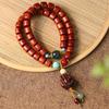 Nuevo rosario de pulsera de cuentas de barril de palo de rosa de hoja pequeña natural para hombres y mujeres, étnico, literario, para jugar, de una y doble vuelta, Buda de mano