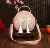 Guofeng Bolso Bordado Hecho a Mano DIY Nuevo Estilo Chino Joker Bolso Redondo Pequeño Bolsa de Material Bolso Cruzado Bolso de Hombro Único para Mujeres