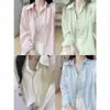 Chamarra Camisa Verde Menta Protectora del Sol para Mujer, Nueva Blusa de Gasa Verano 2025, Camisa Petite Estilo Francés, Nicho Principios de Primavera