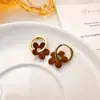 Elegantes Aretes de Flor Roja con Goteo de Aceite, Aretes Retro de Diseño Dos Usos, Lujo Accesible, Aretes Versátiles de Gama Alta para Mujer
