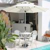 Mesa, silla y sombrilla blancas para exterior, ideal para terraza, cafetería, balcón, mesa de té pequeña, puesto de té con leche, mesas y sillas.