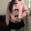 Roupas Femininas Estilo Francês para Primavera e Outono, Suéter Macio Doce com Laço, Jaqueta Cardigan Retrô de Tricô Trançado Estilo Chanel