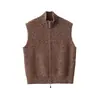 Hilo Fantasía AB100. Cárdigan de Hilo Fantasía de Lana con Doble Cremallera y Cuello Alto para Mujer 26 Otoño Capa Superior sin Mangas