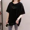 2026 Camiseta de Manga Corta Holgada Verano Nueva Talla Grande Ropa para Mujer Longitud Media Cubre el Vientre Adelgazante Top Elegante
