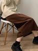 Falda de Pana Maillard para Mujer Otoño e Invierno Elegante Abertura Cadera Cintura Alta Recta Línea A Falda Larga