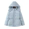 Comercio Exterior Transfronterizo Ropa de Mujer Otoño e Invierno 2025 Estilo Europeo y Americano Sudadera con Capucha Manga Larga Cintura Ajustada Estampada Abrigo de Algodón para Mujer C36796