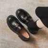 Sapatilhas Retro Francesas Pontudas para Mulheres 2025 Novos Sapatos Baixos de Camélia Estilo Britânico de Uma Perna Sapatos Pequenos de Couro