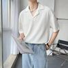 Camisa polo de manga curta estilo leve e maduro para o verão marca de moda masculina Ruan Shuai estilo coreano camisa solta de meia-manga moda masculina camiseta com gola V