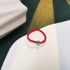 Anillo de Plata de Ley 925 de 4 mm con Cuentas de Plata Hilo Rojo/Hilo Negro Anillo Sentido Avanzado Estilo Frío Simple Estilo Artístico Accesorios para Pulsera