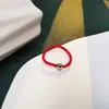 Anillo de Plata de Ley 925 de 4 mm con Cuentas de Plata Hilo Rojo/Hilo Negro Anillo Sentido Avanzado Estilo Frío Simple Estilo Artístico Accesorios para Pulsera