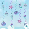 Decoración para Fiesta de Cumpleaños Mundo Submarino de Sirena Adornos Colgantes Espirales Estrella de Mar Concha Arreglo Festivo Decoraciones Colgantes Personalizable