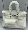 Bolso Birkin de 25 cm en Piel Cargo-Swift con Bolsillo Interior de Lona y Correa de Hombro de Puntos (M06Bk)