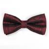 Pajarita formal de azufaifo con estampado rojo vino para novio, pajarita doble para padrino de boda, de fábrica, disponible en stock.