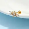 Aretes Perforados de Acero de Titanio Verticales para Agujeros de Oreja Aretes de Hélice de Acero Inoxidable con Circonita Joyería para Piercings Aretes de Flor para Labio con Rosca Externa