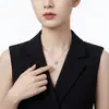 Collar de moissanita cuadrado de moda para comercio exterior transfronterizo, no se decolora, cadena versátil S925 de plata para mujer para el trabajo