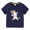Unicórnio Nova Roupa Infantil Camiseta de Manga Curta de Verão Infantil Camiseta Básica para Meninas Camiseta de Manga Meia-manga para Bebê Top Infantil