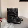 Botas Western de Cowboy com Solado Grosso Botas Plataforma Femininas Salto Bloco Botas para Calça Botas Curtas Femininas Verão Outono 2026 Nova Moda