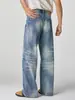 Roupas Masculinas Fengshe / Primavera Estilo Americano alta qualidade trabalho pesado perna larga bigodudo tridimensional cintura alta jeans solto