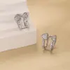 Selección de Arte: Super Brillante Cuff para Oreja con Forma de Corazón de Circonita, Sin Perforación, Estilo Coreano, Tendencia Minimalista Clip para Oreja de Doble Capa con Corazón y Diamantes