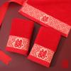 Toalhas de Casamento, Algodão Puro, Toalhas Vermelhas Festivas para Casa, Jacquard de Poliéster-Algodão com Letras, Lembranças de Casamento, Toalhas de Lembrança, Atacado